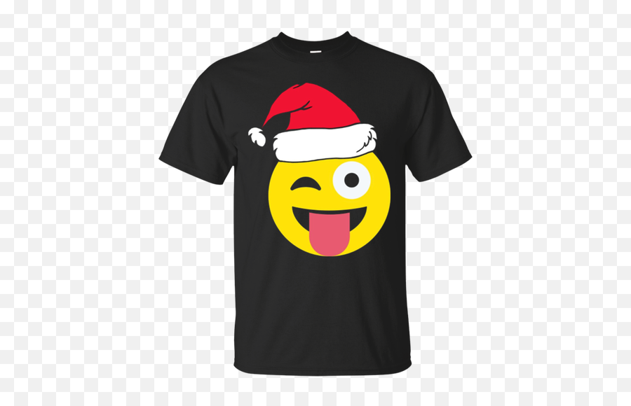 Emoji Christmas Shirt Tongue Out Wink Santa Hat Family Set - T Shirt Design Hentai,Wink Emoticon