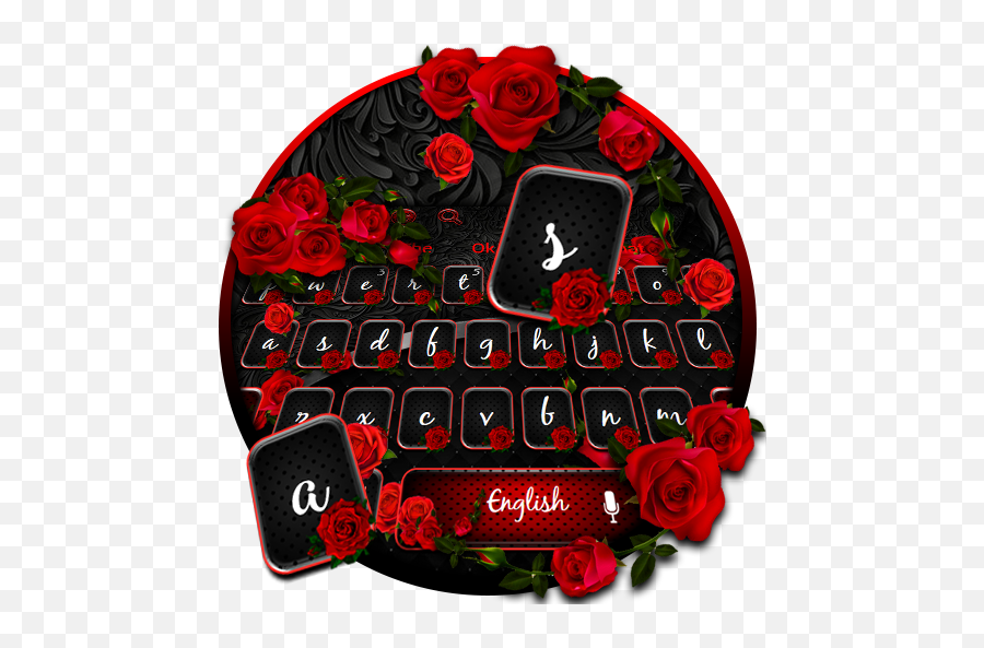Red Black Rose Keyboard - Garden Roses Emoji,Black Rose Emoji