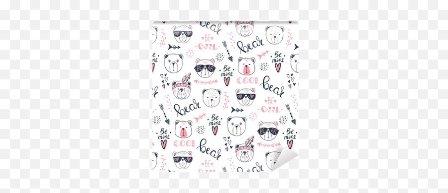 Vector Fashion Bear Seamless Pattern Cute Teddy Illustration In Sketch Style Cartoon Animals Background Doodle Bears Ideal For Fabric Wallpaper - Estampados Animados Png Emoji,Teddy Bear Emoticons