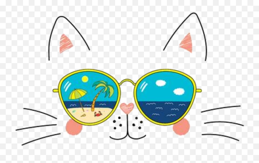 Emoji Selfie Cat Summer Gato - Hello Spring Beach,Lounge Emoji