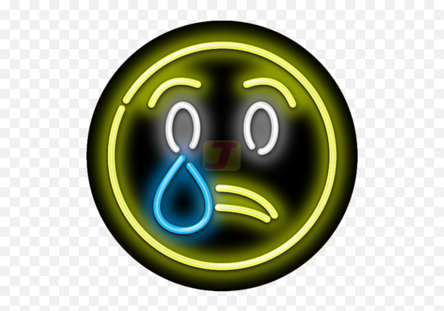 Crying Face Emoji Neon Sign - Circle,Neon Emoji