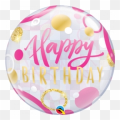 Qualatex Bubble 56cm 22 Birthday Blue and Gold Dots - Happy Balloon Emoji