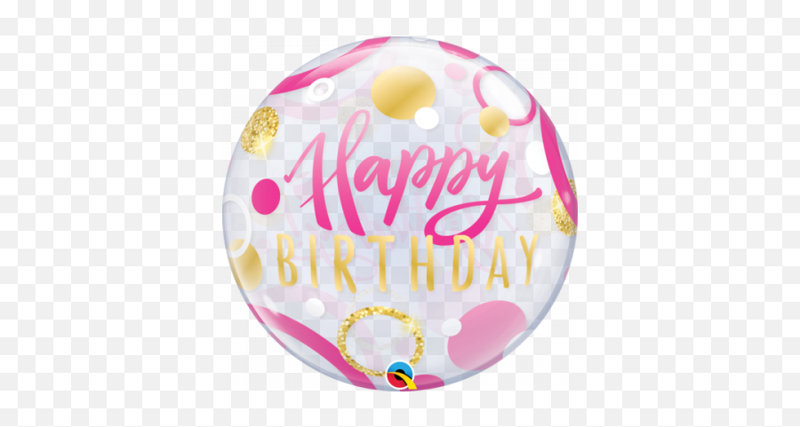 Qualatex Bubble 56cm 22 Birthday Blue And Gold Dots - Happy Birthday Bubble Balloon Emoji,Confetti Ball Emoji