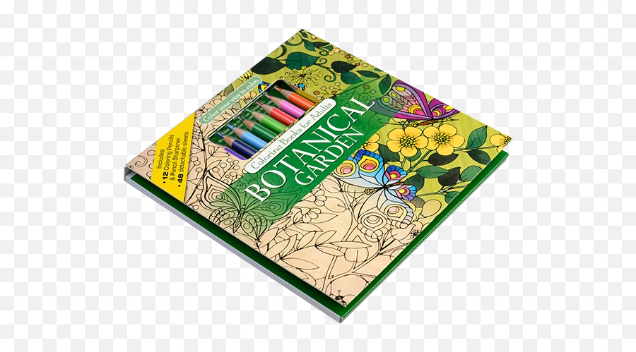 Botanical Garden Adult Coloring Book Includes 24 Color Pencils And Sharpener - Motif Emoji,Music Note Book Emoji