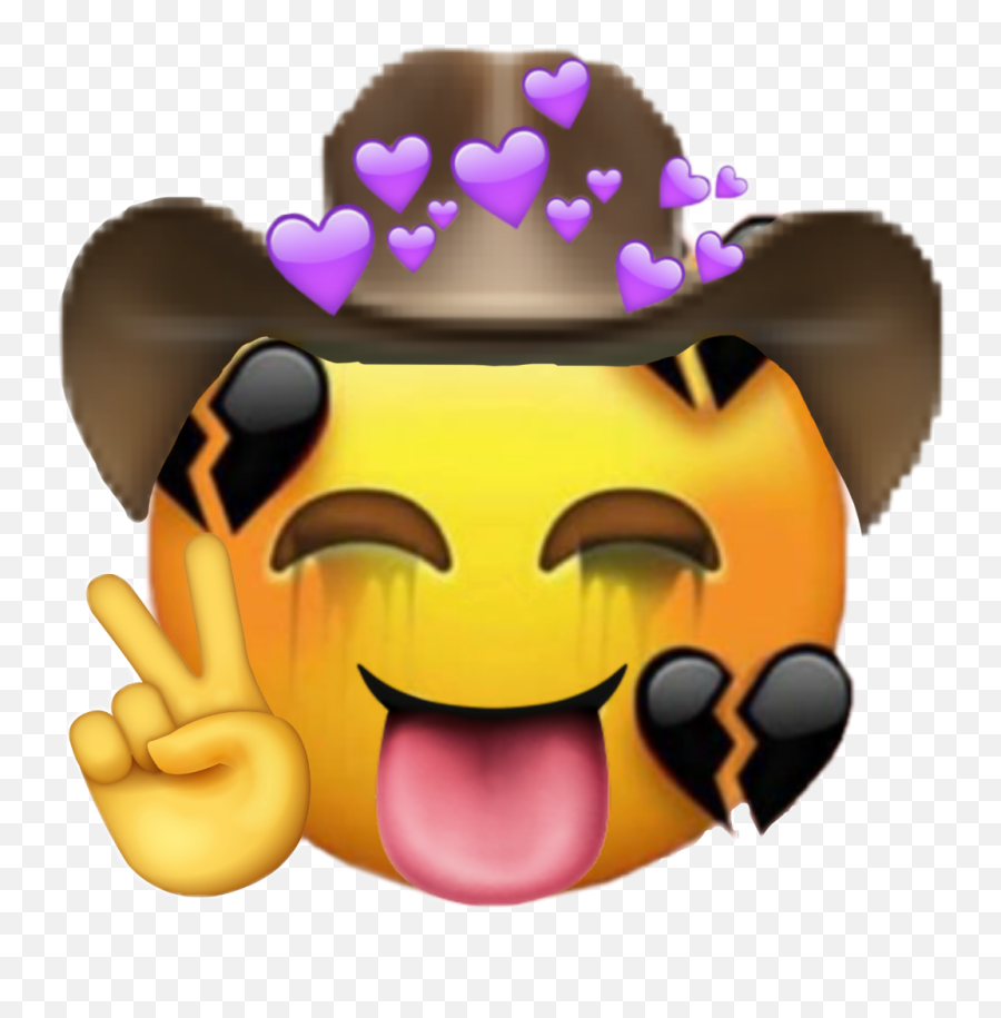 Emoji Emojiface Emojiedit Cowboy - Sad Broken Heart Emoji,Cowboy Emoji Transparent