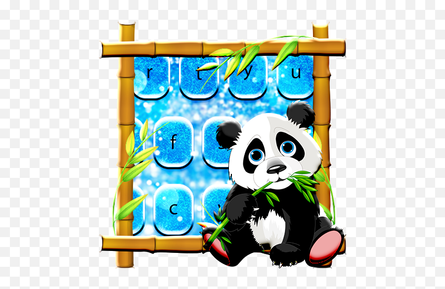 Blue Glitter Cute Panda - Cartoon Emoji,Panda Emoji Keyboard
