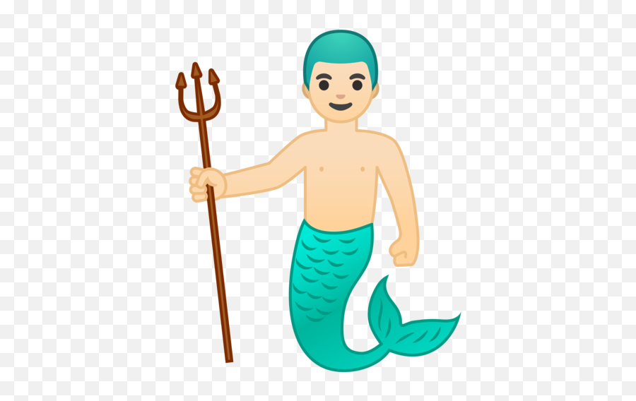 Light Skin Tone Emoji - Mermaid Emoji,Merman Emoji