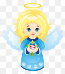 Cute Christmas Angel With Candle - Cartoon Christmas Angel Clipart Emoji,Angels Emoji