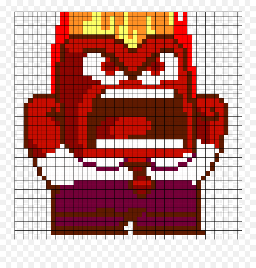 Inside Out Part 1 Perler Bead Pattern - Anger Inside Out Pixel Art Emoji,Emoji Beads