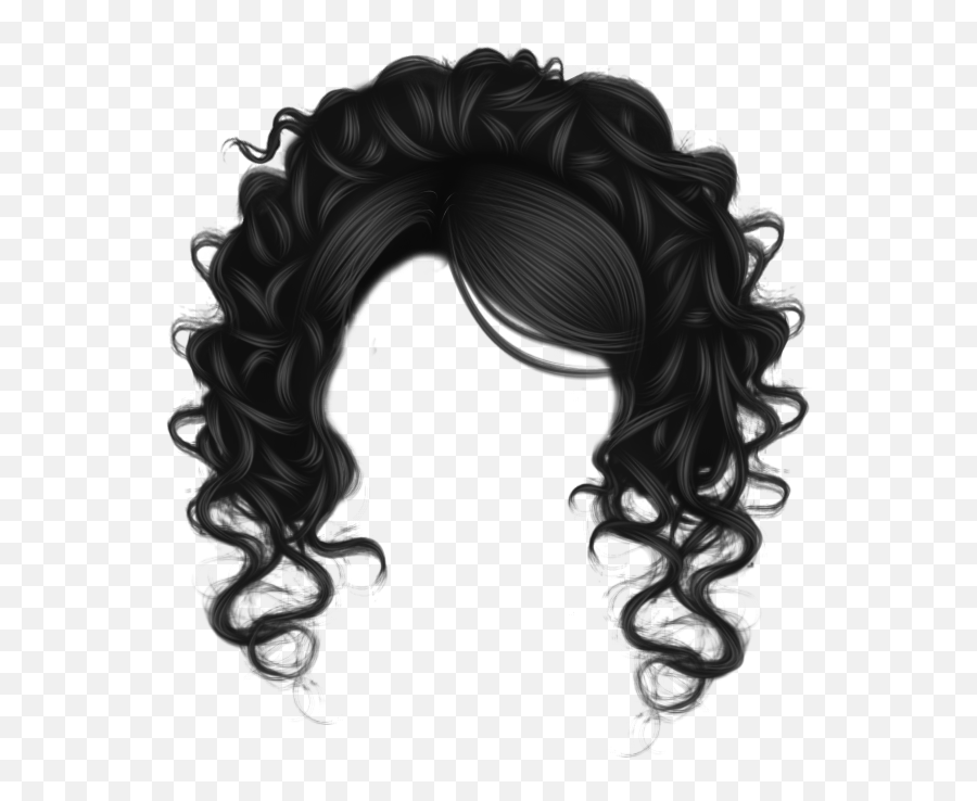 Curly Wig Clipart - Black Hair Transparent Background Emoji,Curly Hair Emoji