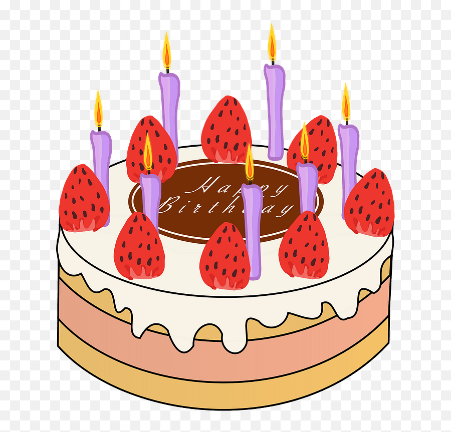 Birthday Cake With Candles And Strawberries On Top Clipart - Japanese Christmas Cake Clipart Emoji,Emoji Birthday Cake