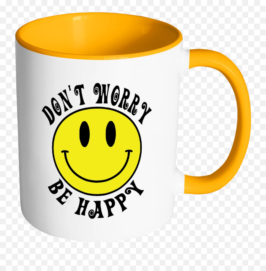 Retro Donu0027t Worry Be Happy Smiley Face Color Accent Coffee - Magic Mug Emoji,I Don't Know Emoticon