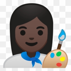 Woman Artist Emoji With Dark Skin Tone - Artist Emoji,Performing Arts Emoji