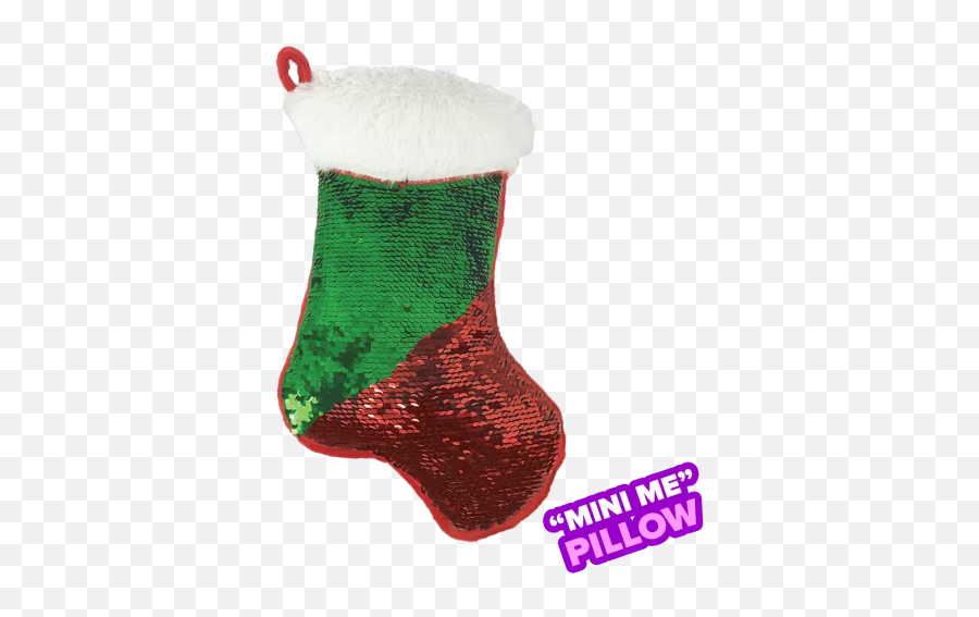 Green Stocking Reversible Sequin Pillow - Flip Sequin Xmas Sock Emoji,Christmas Stocking Emoji