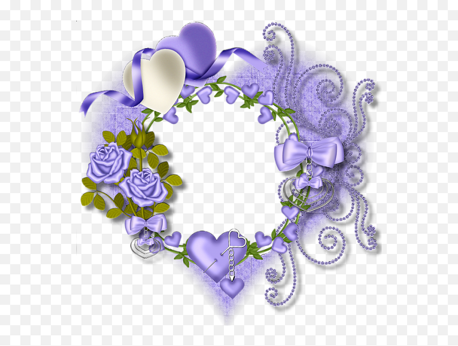 Purple Flower Wreath Clipart - Border Designs With Glitter Flower Emoji,Purple Flower Emoji
