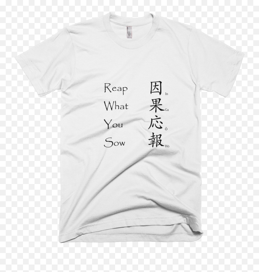 Reap What You Sow - Japanese Kanji Phrase On A Short Sleeve White Shirt Blue Print Emoji,Kanji Emoji
