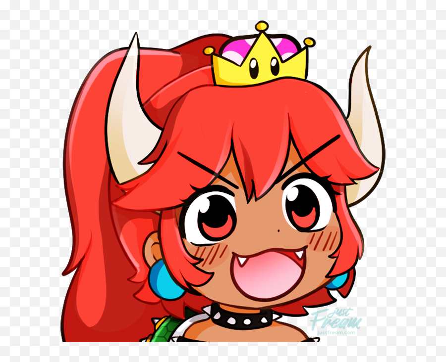 Bowsette A Brief History - Bowsette Red Hair Dark Skin Emoji,Envious Emoji