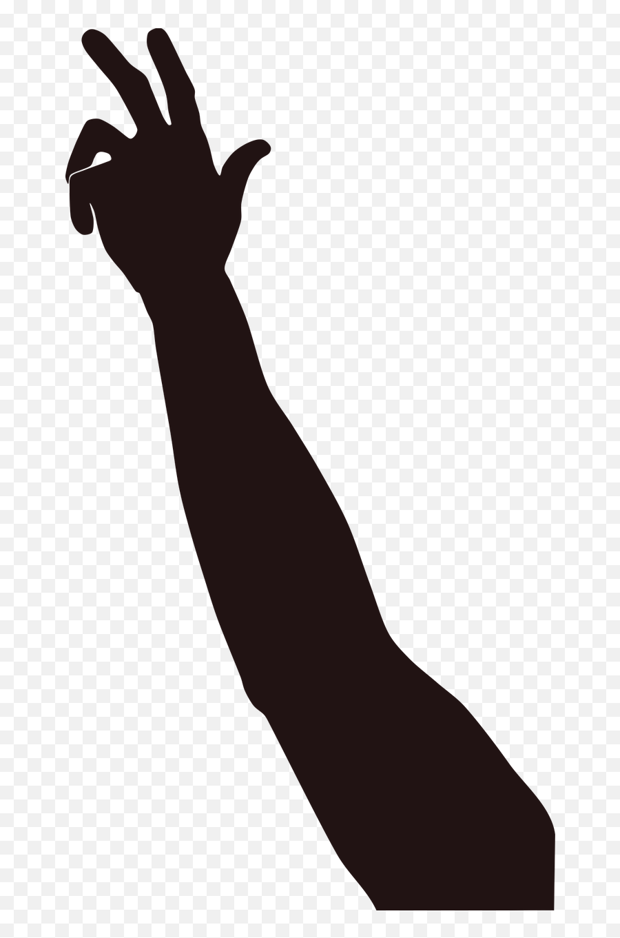 Hand Reach Silhouette Isolated Black - Silhouette Of Arm Reaching Emoji,Raised Hands Emoticon