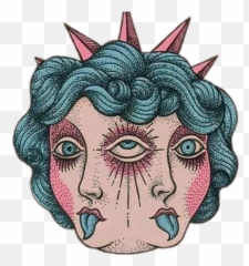 art vintage retro pink blue Sticker by colleen - Drawing Emoji
