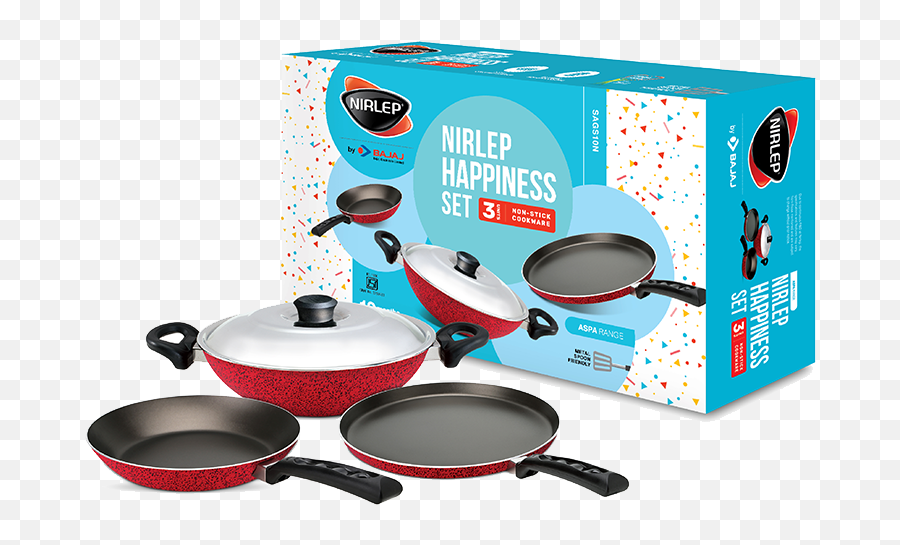 Nirlep Aspa Non - Stick Happiness Set Flat Tawa Fry Pan Pan Emoji,Pan Emoji