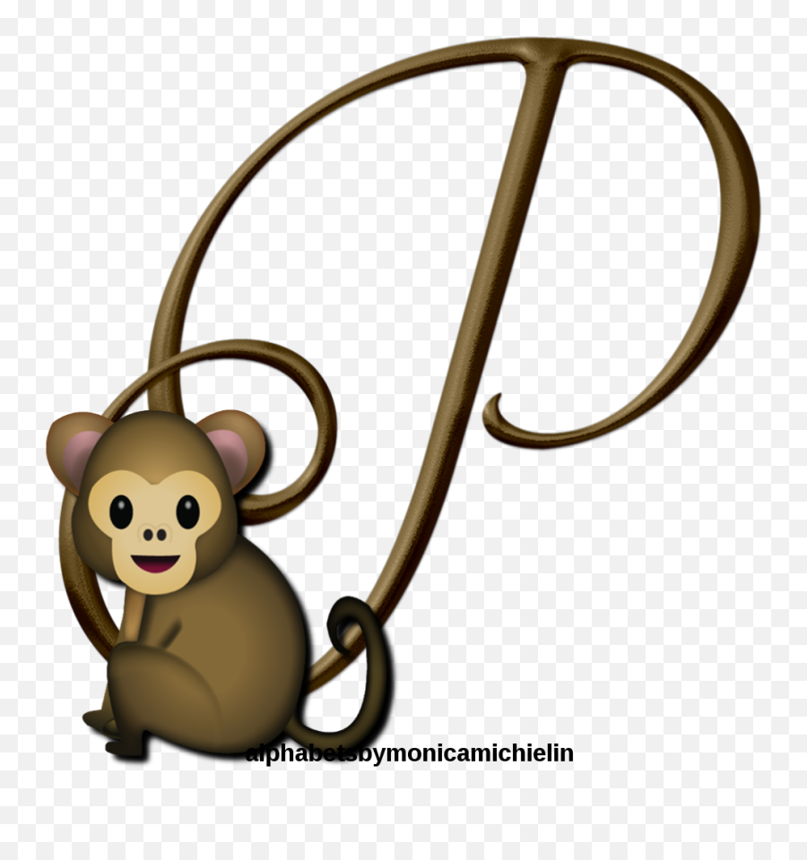 Monica Michielin Alphabets Brown Monkey Emoticon Emoji - Alfabeto Naruto Para Imprimir,Monkey Emoticon