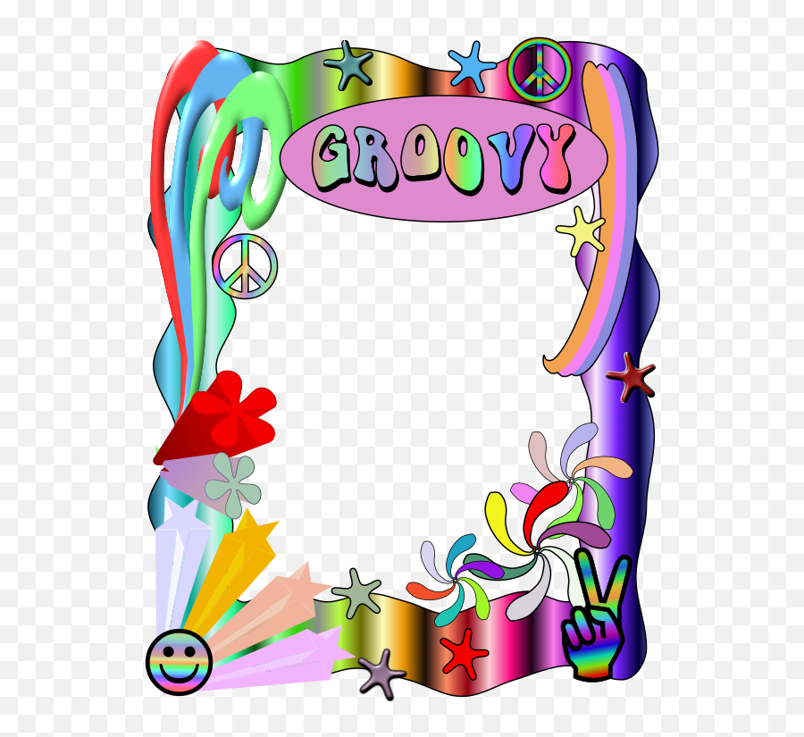 Hippie Frame Png - Clip Art Library Groovy Border Emoji,Groovy Emoji