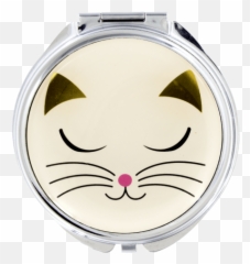 Pocket mirror - Lady Look White Cat Cartoon Emoji