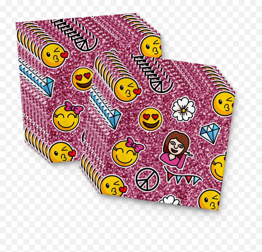 Girl Pink Glitter Emoji Birthday Party Tableware Kit For 16 - Coin Purse,Emoji Wallet
