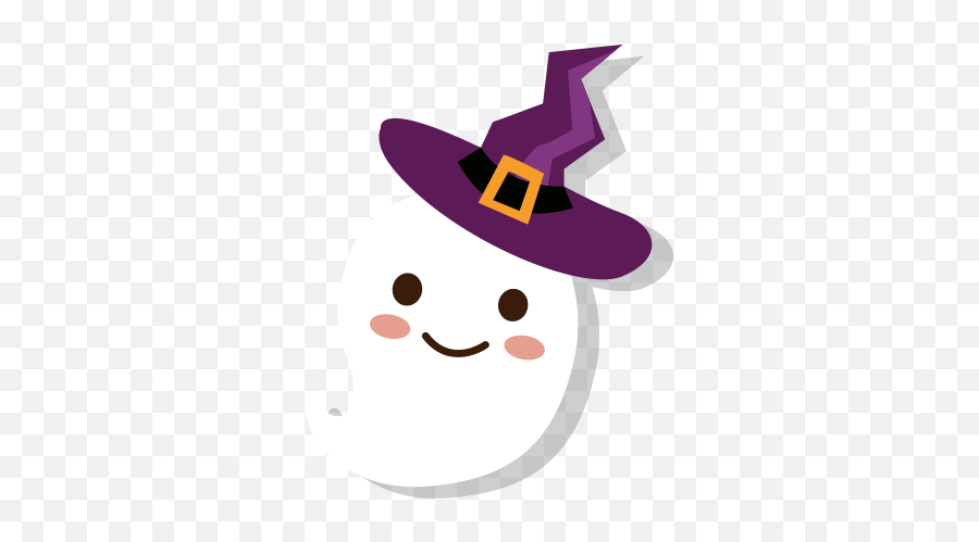 Ghost Witch Wizard Hat Cute Cartoon - Cartoon Emoji,Wizard Hat Emoji