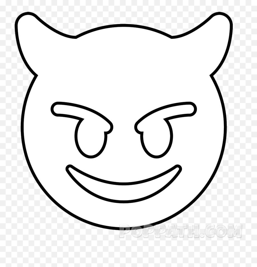 Emojis Drawing Picture - Devil Emoji Black And White,Smiling Face With Horns Emoji