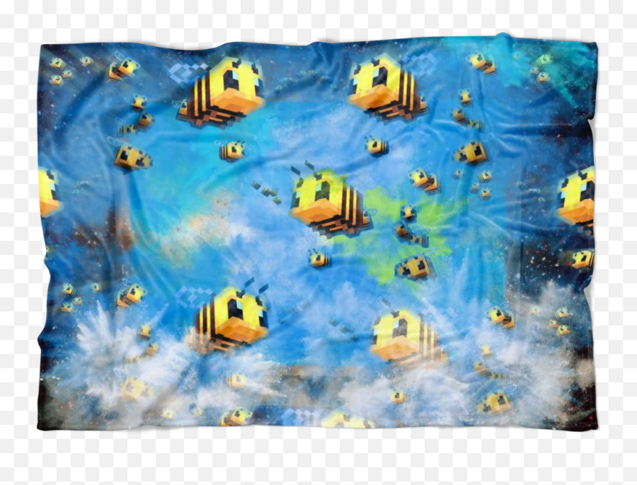 Minecraft Feece Blanket Minecraft Bees Color Festival Blue Blanket - Painting Emoji,Bee Emoticon