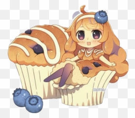 Anime Muffin Muffins Girl Sticker - Blueberry Muffin Anime Emoji,Muffin Emoji