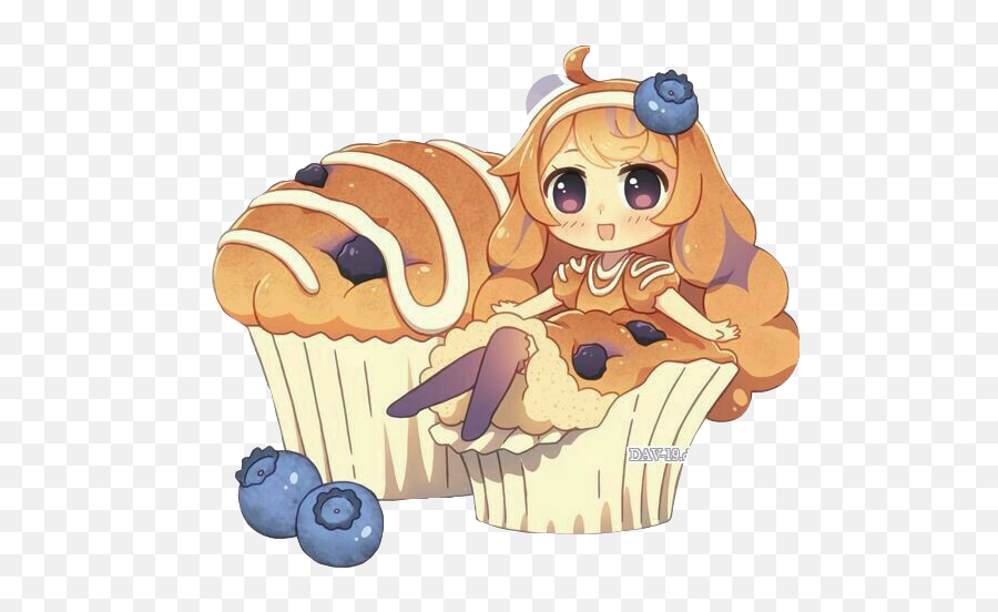 Anime Muffin Muffins Girl Sticker - Blueberry Muffin Anime Emoji,Muffin Emoji