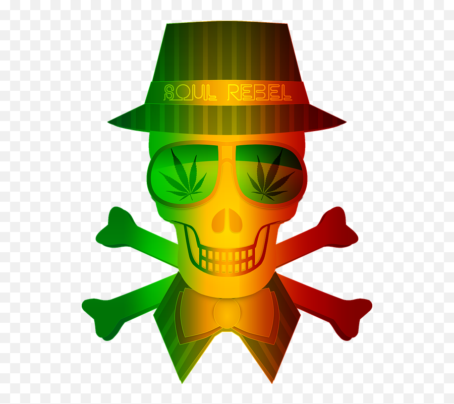 Rasta Weed Skull - Ganja Rasta Emoji,Rebel Flag Emoji