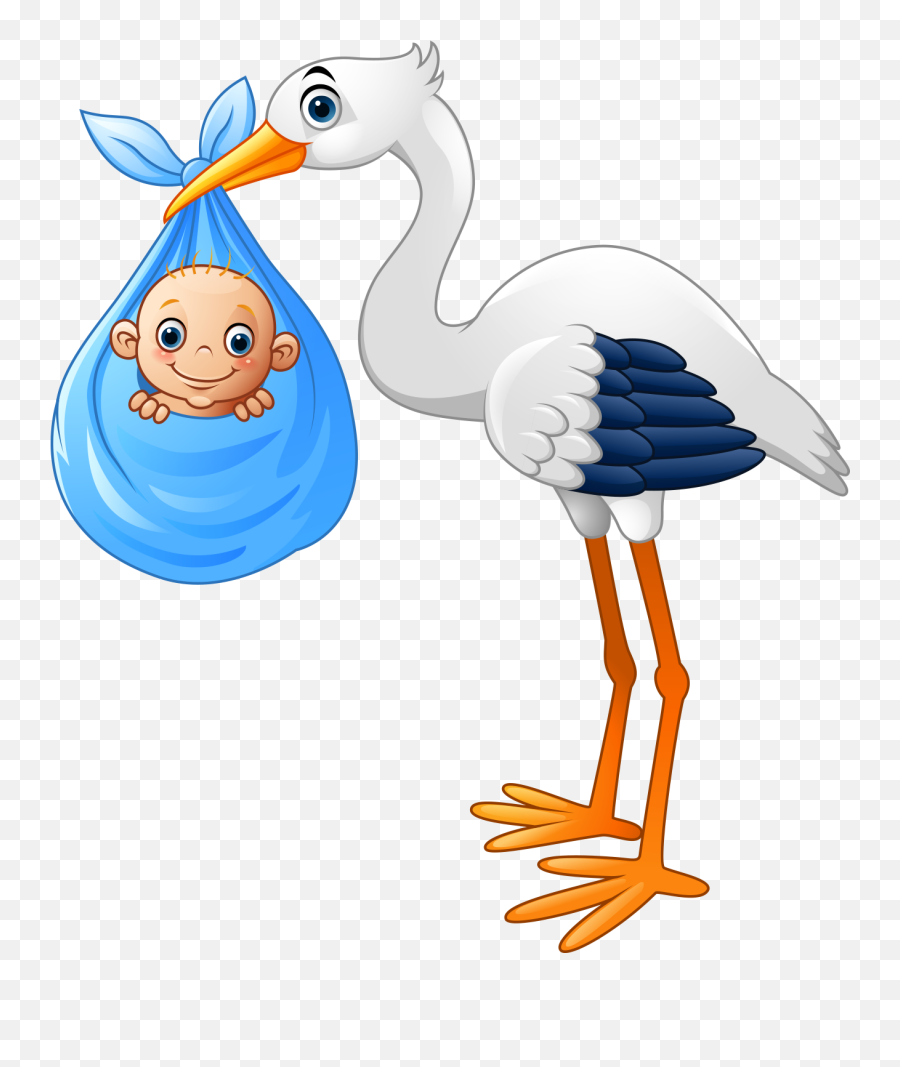 Stork Clipart Baby Illustration Stork - Cartoon Stork Carrying Baby Emoji,Stork Emoji