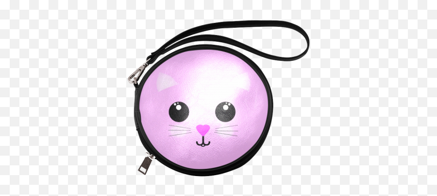 Kawaii Kitty Round Makeup Bag - De Stijl Make Up Emoji,Kitten Emoticon