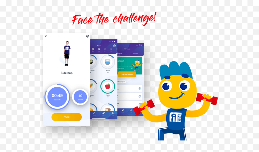 Fitkiddo - Exercise App For Children Healthy Diets Cartoon Emoji,Workout Emoticon