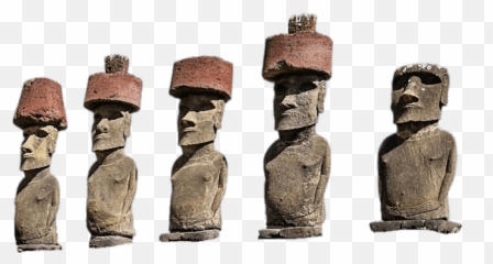 Aligned Easter Island Moai Statues With Hat Transparent PNG - Emoji