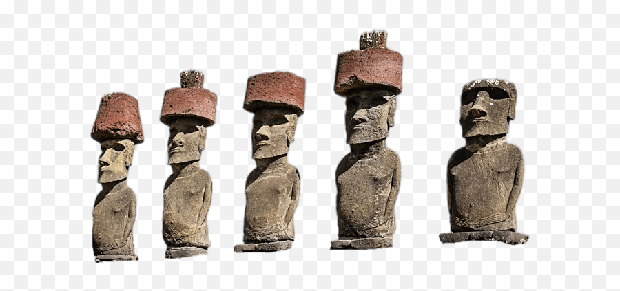 Aligned Easter Island Moai Statues With Hat Transparent Png - Moai Emoji,Easter Island Head Emoji