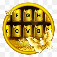 Gold Butterfly - Keyboard Theme Programu Zilizo Kwenye New Year Emoji,Gold Emoji Keyboard