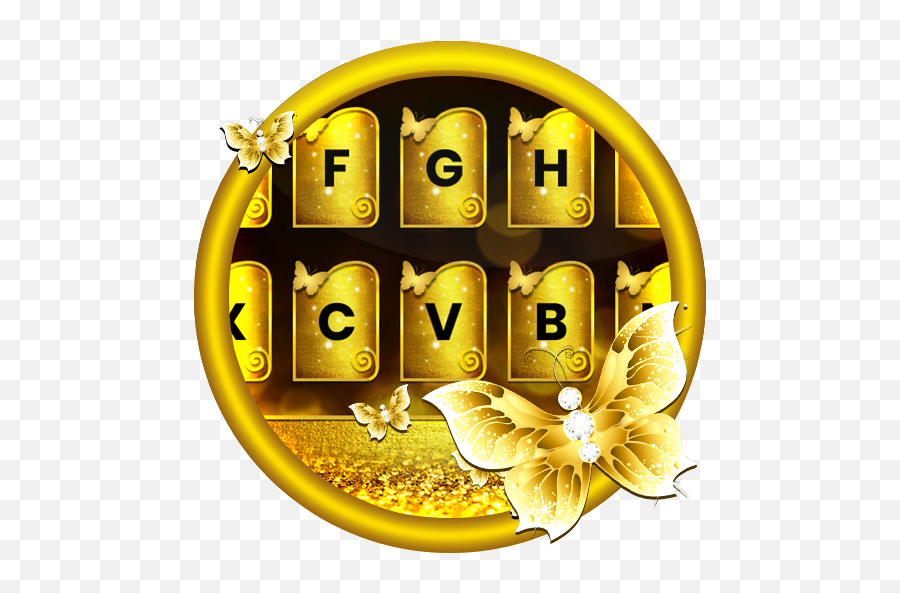 Gold Butterfly - Keyboard Theme Programu Zilizo Kwenye New Year Emoji,Gold Emoji Keyboard