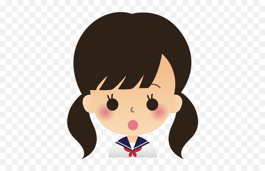 Surprised Schoolgirl - School Girl Face Drawing Emoji,Shocked Emoji