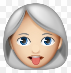 White Hair With Red Tongue - Mrs Santa Claus Emoji,Hair Emoji