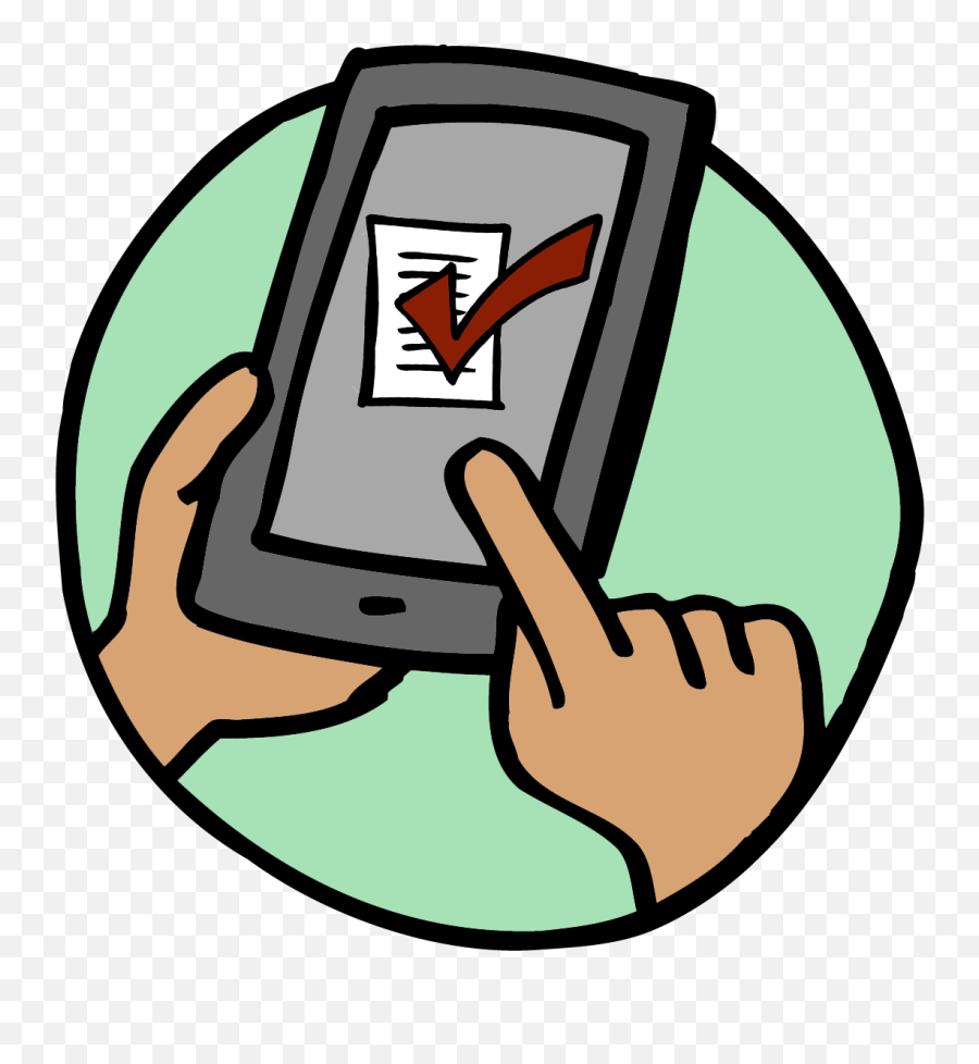 Smartphone With Finger Pointing To Check Mark On Screen - Phone Clipart Drawing Emoji,Checkmark Emoji