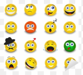 set of round yellow emoticons white background Sticker u2022 Pixers - We live to change Scavenger Hunt For Distance Learning Emoji