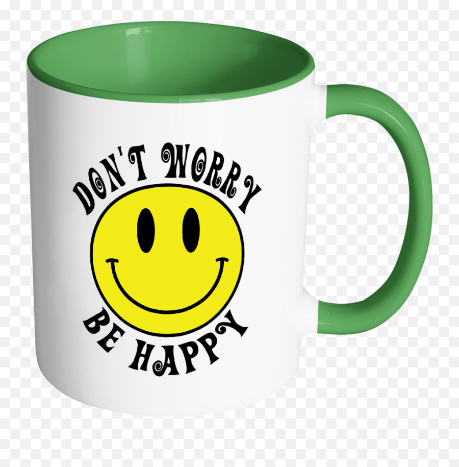 Happy Smiley Face Accent Colors - Coffee Mug Be Happy Don T Worry Emoji,Worry Emoticon