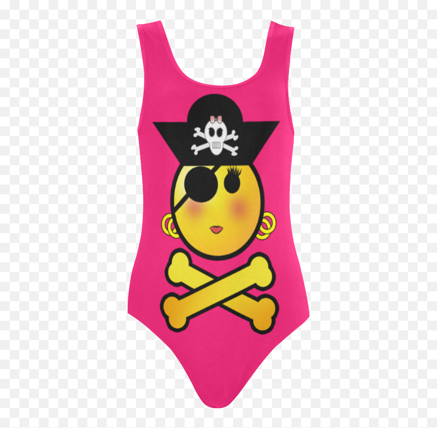 Pirate Emoticon - Smiley Emoji Girl Vest One Piece Swimsuit Model S04 Id D536059 Sleeveless,Active Emoji