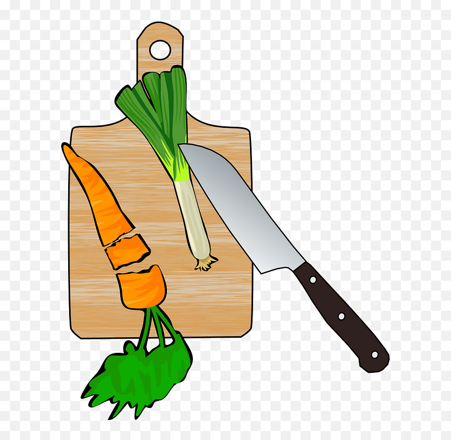 Cutting Board And Knife In Use Clipart - Knife And Chopping Board Clipart Emoji,Leek Emoji