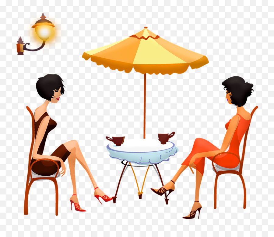 Women At Cafe Woman Drinking - Vektor Duduk Di Cafe Emoji,10 Umbrella Emoji