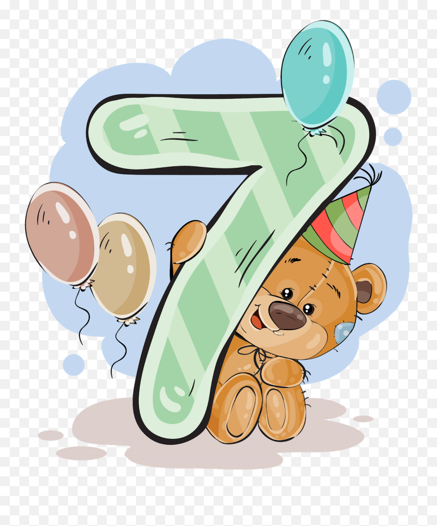 Números Con Osito Cumpleañero - Numbers With Teddy Birthday Bear Illustration Transparent Background Emoji,Bizcochos De Emoji
